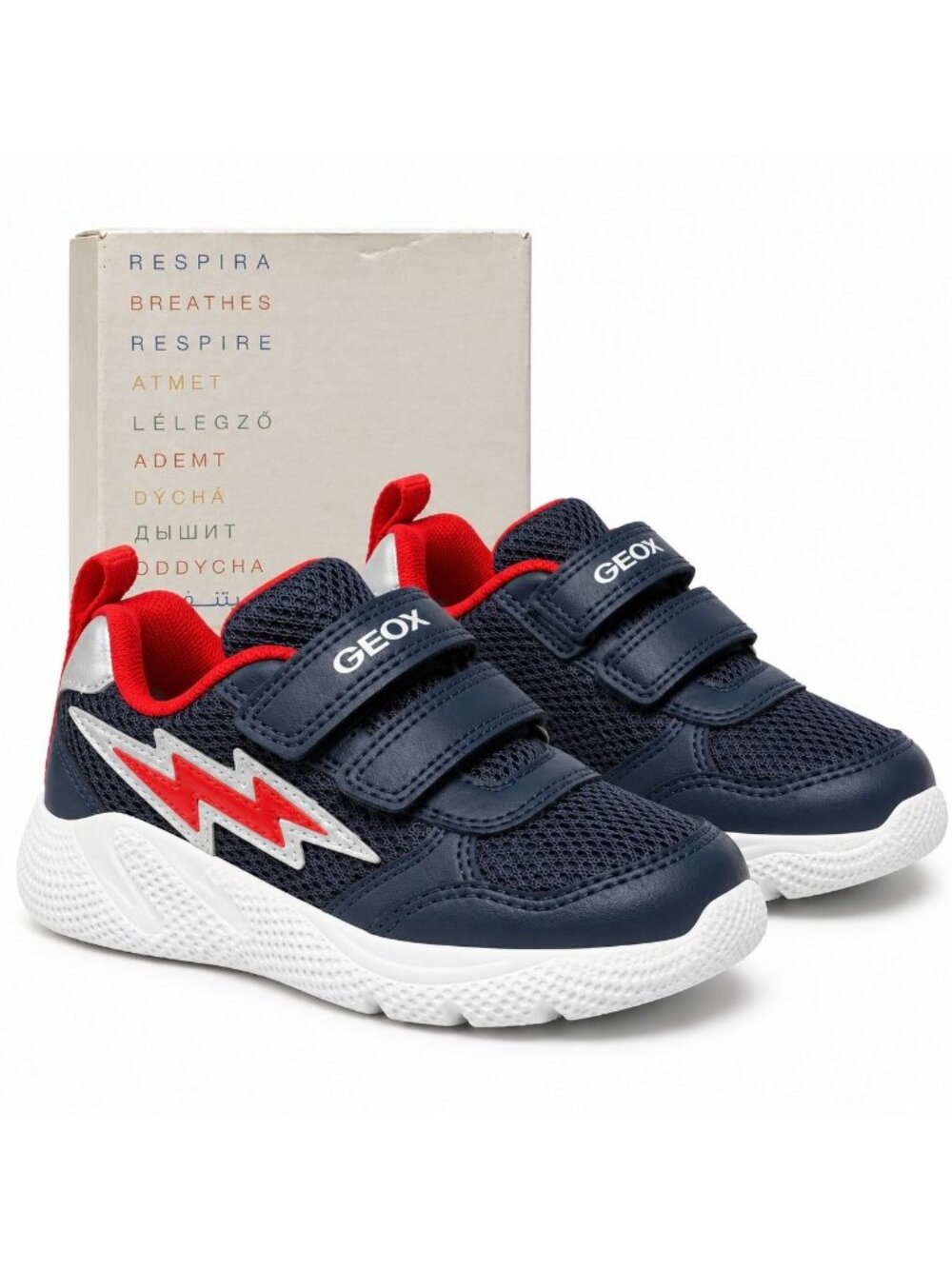 Toddler Boys Sneakers Size 8.5 Navy Red Hook Loop Daycare Shoes Geox Sprintye